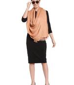 Coral & Silver Checkered Woven Design Viscose Stole (190 x 100 cm)