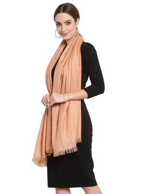Coral & Silver Checkered Woven Design Viscose Stole (190 x 100 cm) 2