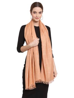 Coral & Silver Checkered Woven Design Viscose Stole (190 x 100 cm) 3