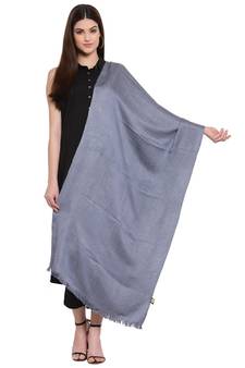 Grey & Silver Plain Weave Viscose Stole (180 x 70 cm)