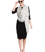 White & Black Checkered Woven Design Woolen Stole (200 x 70 cm)