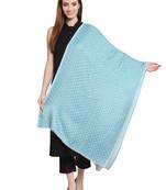 Sky Blue & White Geometrical Woven Design Viscose Shawl (200 x 70 cm)