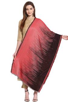 Black & Red Striped Woven Design Viscose Shawl (200 x 70 cm)