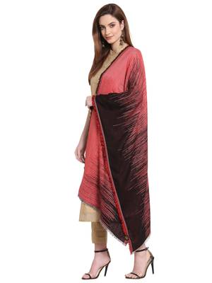 Black & Red Striped Woven Design Viscose Shawl (200 x 70 cm) 2
