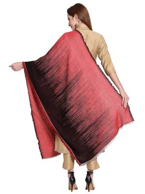 Black & Red Striped Woven Design Viscose Shawl (200 x 70 cm) 3