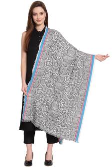 Black & Multi Abstract Woven Design Viscose Shawl (200 x 70 cm)