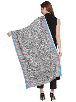 Black & Multi Abstract Woven Design Viscose Shawl (200 x 70 cm) 3