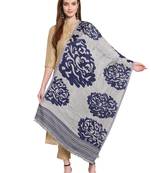 Navy Blue & White Woven Design Viscose Shawl (180 x 70 cm)