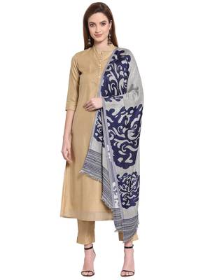 Navy Blue & White Woven Design Viscose Shawl (180 x 70 cm) 2