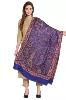 Purple & Multi Paisley Woven Design Modal Shawl (200 x 70 cm)