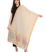 Beige & Multi Paisley Woven Design Woolen Shawl (180 x 70 cm)
