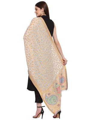Beige & Multi Paisley Woven Design Woolen Shawl (180 x 70 cm) 3