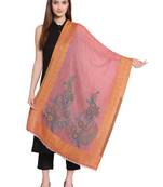 Pink & Multi Paisley Woven Design Woolen Shawl (180 x 70 cm)