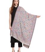White & Multi Paisley Woven Design Woolen Shawl (200 x 75 cm)