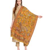 Yellow & Multi Floral Paisley Woven Design Woolen Shawl (210 x 70 cm)