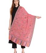 Pink & Multi Floral Woven Design Woolen Shawl (180 x 70 cm)