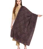 Black & Multi Floral Woven Design Woolen Shawl (200 x 70 cm)