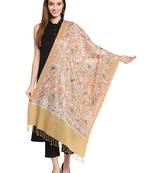 Beige & Multi Paisley Embroidered Woolen Shawl (200 x 70 cm)