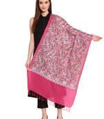 Fuchsia & Multi Paisley Embroidered Woolen Shawl (200 x 70 cm)