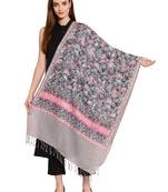Grey & Multi Floral Embroidered Woolen Shawl (200 x 70 cm)
