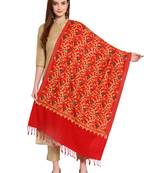 Maroon & Multi Floral Embroidered Woolen Shawl (200 x 75 cm)