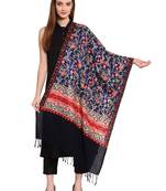 Black & Multi Floral Embroidered Woolen Shawl (200 x 70 cm)