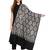 Black, Gold & Silver Ethnic Motif Embroidered Woolen Shawl (200 x 70 cm)