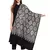 Black, Gold & Silver Ethnic Motif Embroidered Woolen Shawl (200 x 70 cm)