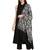 Black, Gold & Silver Ethnic Motif Embroidered Woolen Shawl (200 x 70 cm)