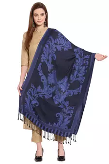 Purple & Black Woven Design Viscose Shawl (200 x 75 cm)