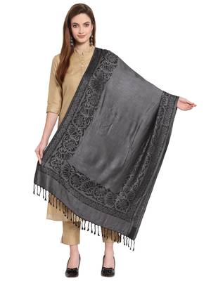 Grey & Black Woven Design Viscose Shawl (200 x 75 cm) 1