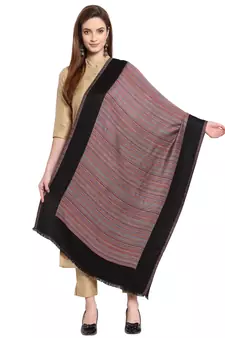 Black & Multi Striped Woven Design Modal Shawl (210 x 75 cm)