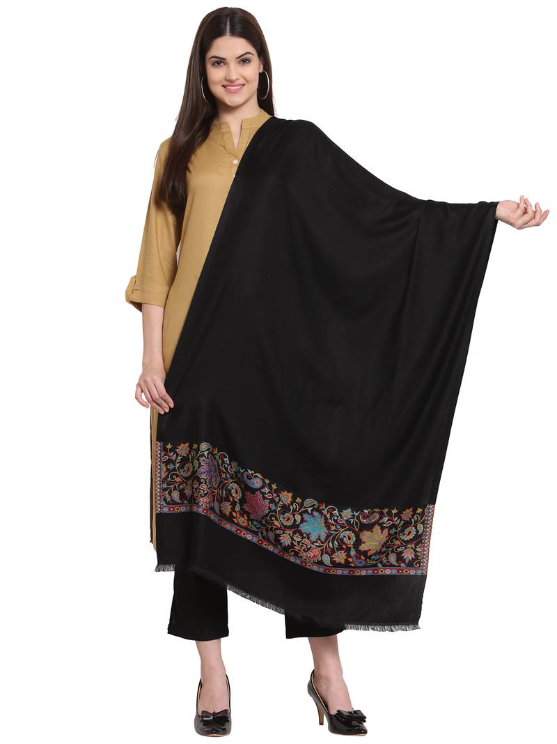 Black & Multi Paisley Woven Modal Shawl (210 x 75 cm)
