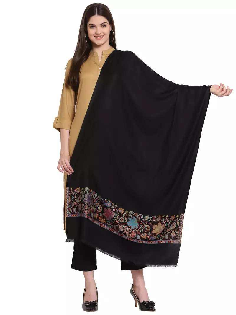 Black & Multi Paisley Woven Modal Shawl (210 x 75 cm)