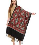 Black & Multi Paisley Embroidered Acrowool Shawl (210 x 75 cm)