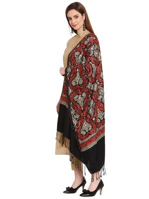 Black & Multi Paisley Embroidered Acrowool Shawl (210 x 75 cm) 2