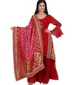 Pink & Red Bridal Sada Saubhagyavati Dupatta