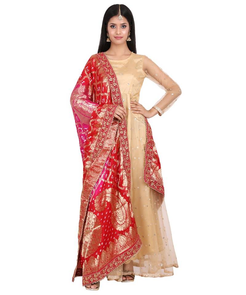 Red Bandhej Dyed Dupatta main image 1