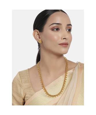 Traditional South Indian Stylish Long Necklace With Earrings For Women & Girls  1