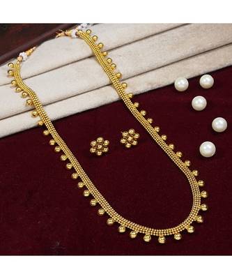 Traditional South Indian Stylish Long Necklace With Earrings For Women & Girls  3