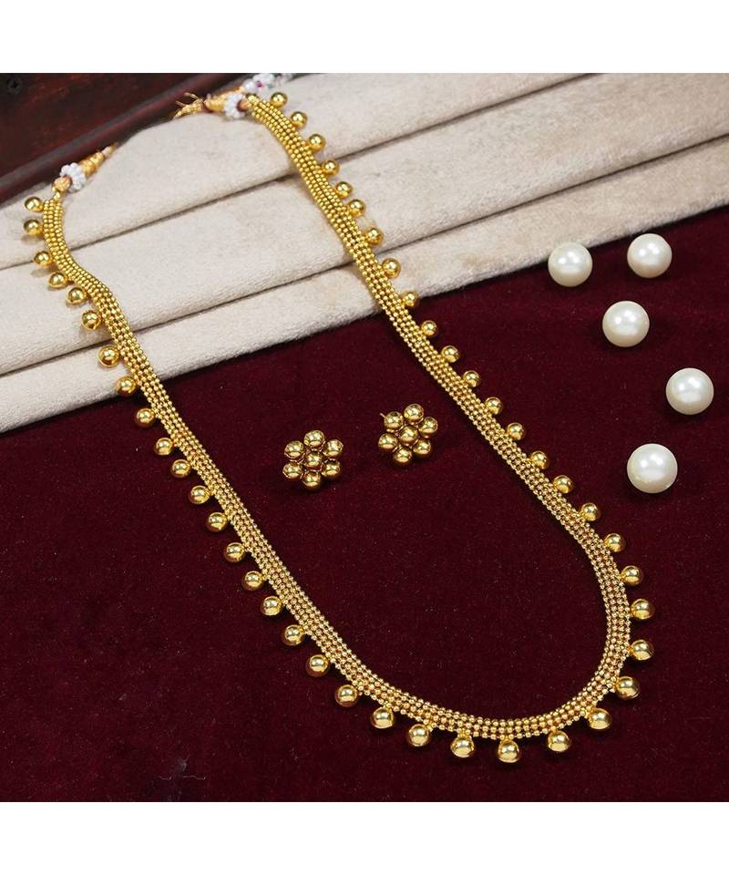 Traditional South Indian Stylish Long Necklace With Earrings For Women & Girls 