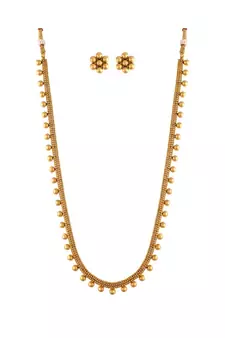 Traditional South Indian Stylish Long Necklace With Earrings For Women & Girls 