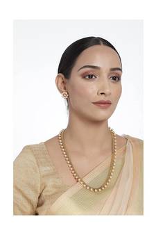 Gold Plated Traditional South Indian Stylish Long Necklace With Earrings For Women & Girls (MC042RG)