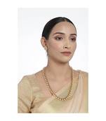 Gold Plated Traditional South Indian Stylish Long Necklace With Earrings For Women & Girls 