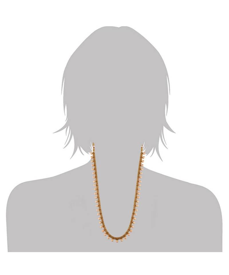Gold Plated Traditional South Indian Stylish Long Necklace With Earrings For Women & Girls 