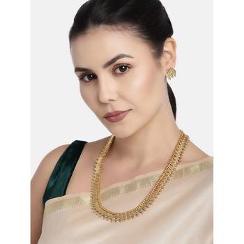Traditional South Indian Stylish Coin Maharani Haar Necklace With Earrings For Women & Girls  2