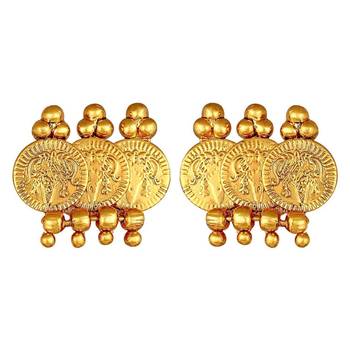 Traditional South Indian Stylish Coin Maharani Haar Necklace With Earrings For Women & Girls  4
