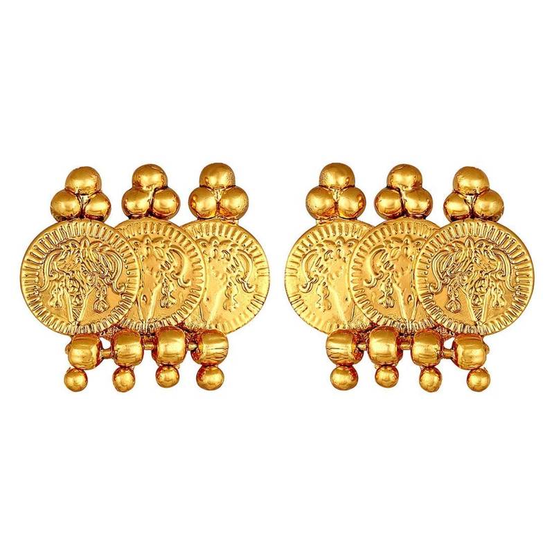 Traditional South Indian Stylish Coin Maharani Haar Necklace With Earrings For Women & Girls 