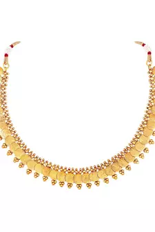 Gold Plated Traditional South Indian Stylish Coin Necklace With Earrings For Women & Girls (MC061FL)