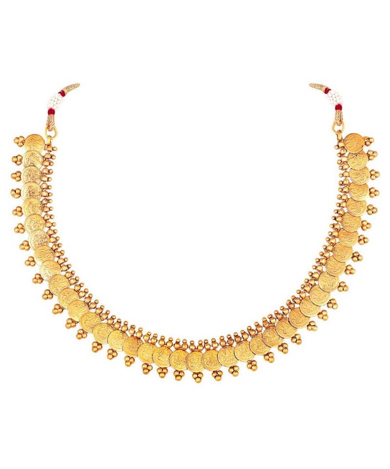 Gold Plated Traditional South Indian Stylish Coin Necklace With Earrings For Women & Girls (MC061FL)